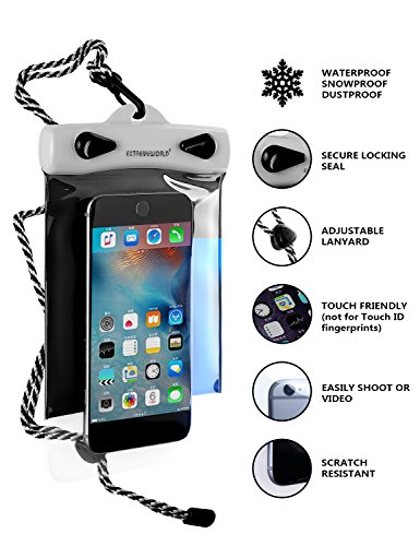 EXTREMEWORLD Dry Bag TPU Waterproof Case Bag for Outdoor Sports for Smart Phone Apple iPhone 6S, 6, 6S Plus, SE, 5S, Cellphone, S6 Note 7 5, HTC LG Sony - Black (4.7\