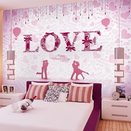 Lhdlily Pink Romantic Couple 3d Wallpaper Mural Hotel