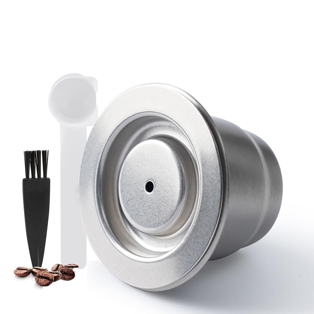 i Cafilas Reusable Nepresso Capsules with Tamper - i Cafilas Stainless Steel Refillable Coffee Pods Compatible for Nepresso Original Line Machines (Capsule+Tamper)