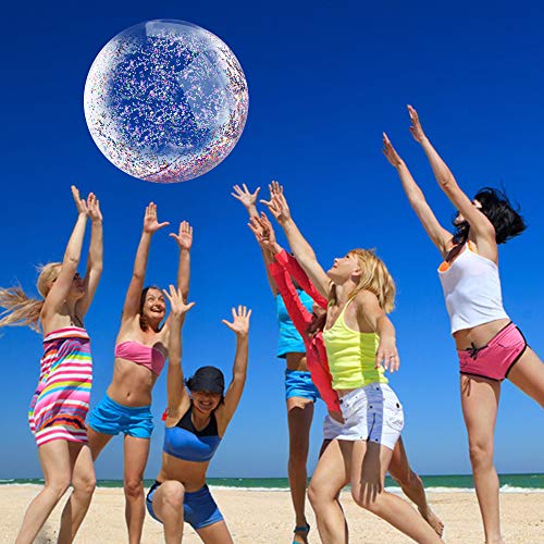 XYH Beach Ball Toy for Beach and Pool, Confetti Sequins Inflatable Beach Ball Glitter, Summer Parties and Gifts (2X16in, 2X24in) - Thumbnail 4