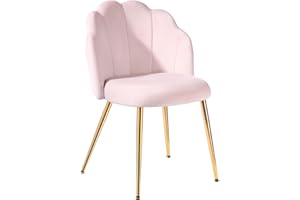 Eufurnibi Vanity Chair with Back,Small Accent Chair for Living Room & Bedroom, with Gold Legs, Mid Century Modern & Easy Asse