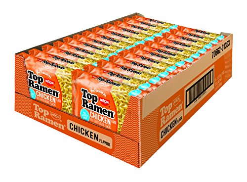 NISSIN TOP RAMEN NOODLE SOUP, CHICKEN, 3 OUNCE (PACK OF 24)