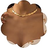 Zeshimb Gold Snake Chain Necklace Double Layer Twist Herringbone Choker Necklace Flat Herringbone Chain Necklace Layered Knot Snake Chain Collar Necklace Jewelry for Women Girls