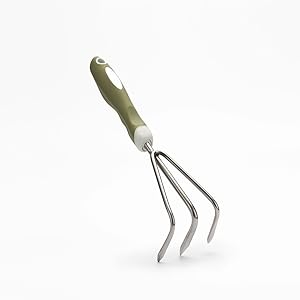 Worth Garden Stainless Steel Hand Cultivator Tool with Ergonomic Soft PP/TPR Grip