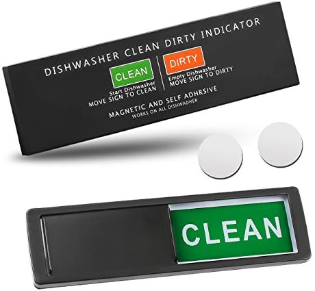 Dishwasher Magnet Clean Dirty Sign, Non-Scratching Magnet or 3M Sticky Tab Adhesion, Sign Tells Whether Dishes Are Clean or Dirty, Perfect Kitchen Gift (Black)