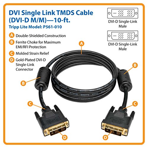 Tripp Lite DVI Single Link Cable, Digital TMDS Monitor Cable (DVI-D M/M) 10-ft.(P561-010) - Thumbnail 2