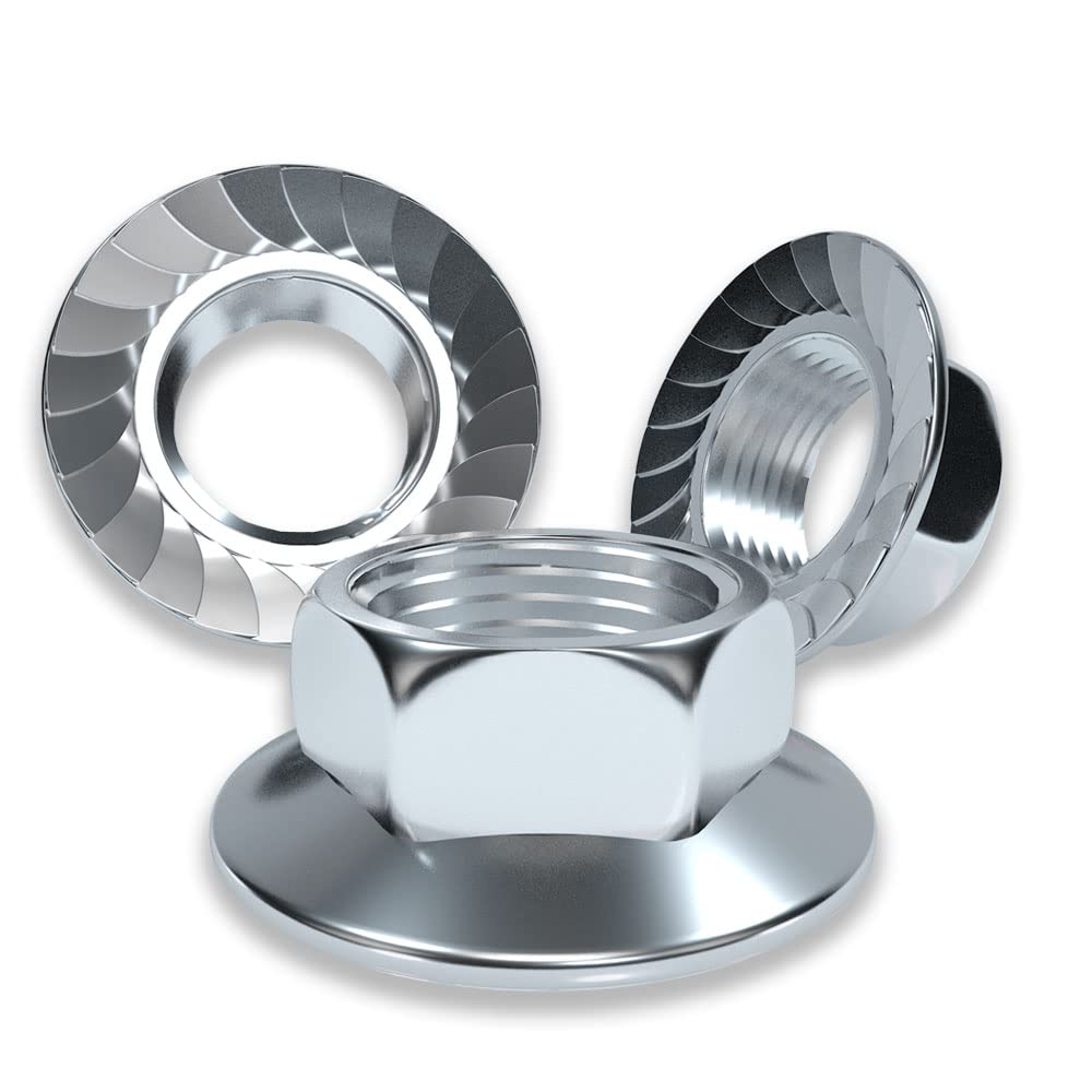 Photo 1 of M8x1.25 Flange Left Hand Thread Nut 30PCSROARADE Hex 304 Stainless Steel Serrated Reverse Thread Nut (M8x1.25 304 Reverse nut 30 PCS)
