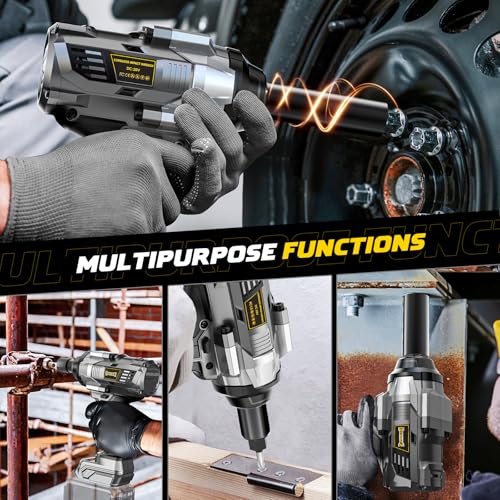 DIYtoolifz 1/2 inch Impact Wrench 1000Ft-lbs(1360N.m) Compatible with DeWalt 20v, Cordless High Torque 1/2'' Impact Driver with 4-Modes, LED Light, Brushless Impact Gun Car/Truck/Mower(Bare Tool)