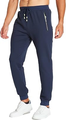 Pantalones Deportivos Running para Pantalones Hombre Casual Algodón con Joggers Deporte Elástica con Bolsillos Azul L