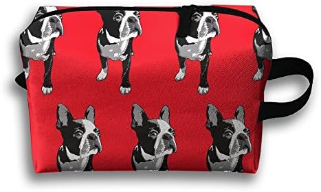 LINGMEI Portable Makeup Pouch Boston Terrier Dog Travel Cosmetic Bags For Womens Young Gifts