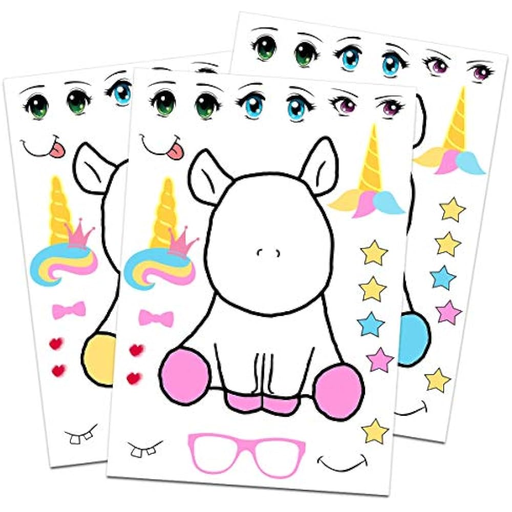 24 make a unicorn stickers for kids rainbow theme birthday party