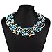 QIYUN.Z Luxury Drop Oval Rhinestone Bling Sparking Gold Tone Chain Bib Choker Necklace