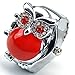 Women's Fashion Lovely Owl Crystals Quartz Finger Ring Watch with Gift Box (Red)