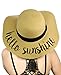 C.C Women's Paper Weaved Crushable Beach Embroidered Quote Floppy Brim Sun Hat, Hello Sunshine