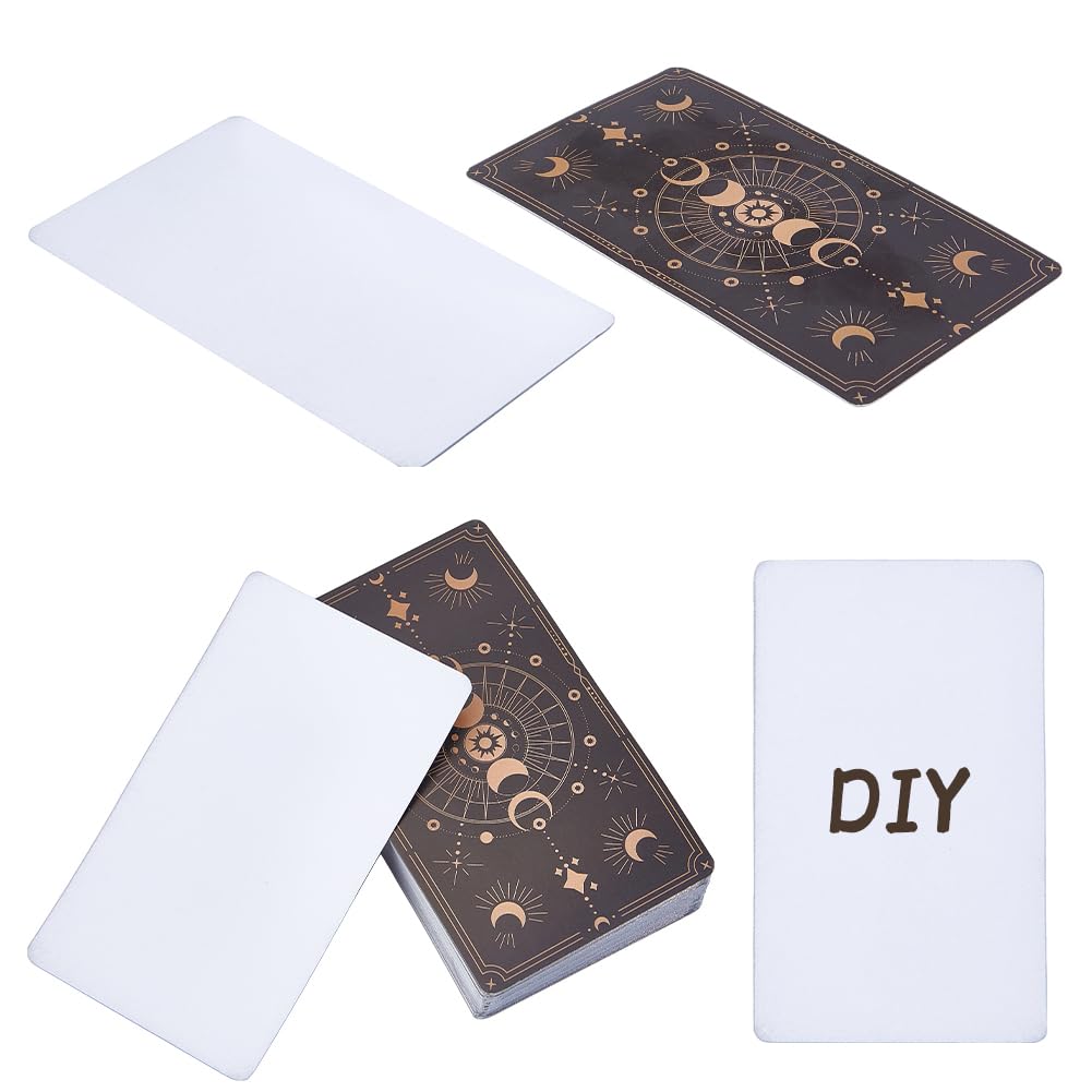 NBEADS 100 Pcs Blank Tarot Cards with Design on Back, Blank Oracle Tarot Cards to Write On DIY with Celestial Gold Foil Design Blank Playing Cards for Beginner DIY Projects, 6.9×11.8cm