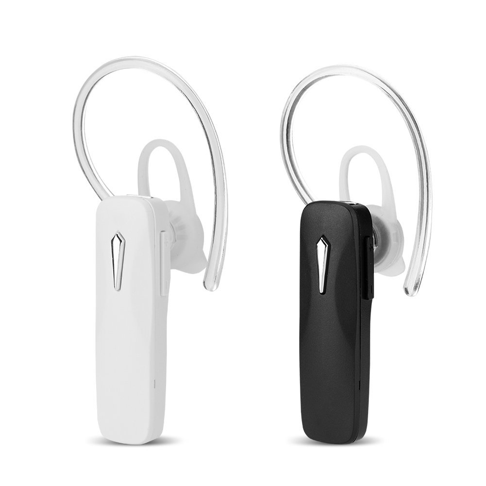 Zerone M163 Wireless Bluetooth Earpiece with Mic, Noise Cancelling True Wireless Bluetooth Headset V4.1 Handsfree Earhook Headphones for Business/Meeting/Driving (White)