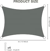 OFFCUP 3x4m Sun Shade Sail Rectangular Canopy Grey 90% UV Block 160gsm view 2