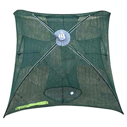 OVERMAL Portable Foldable 4/6/8/10/12/16/20 Holes Automatic Fishing Net Shrimp Cage Nylon Foldable Crab Fish Trap Cast Net Cast Folding Fishing Network (4Holes/72cm)
