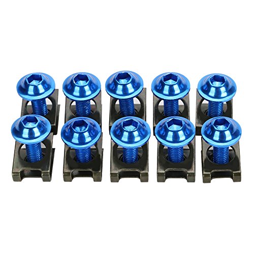 ECLEAR 10pcs/lot Motorcycle M6 Fairing Bolts Spire Speed Fastener Clips Washes Screws Spring Nuts CNC Aluminum Fits Harley Kawasaki Yamaha Suzuki Honda - Blue