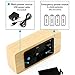 OCT17 Wooden Digital Alarm Clock, Wood Fashion Multi-Function LED Alarm Clock with USB Power Supply, Voice Control, Timer, Thermometer - Bamboo