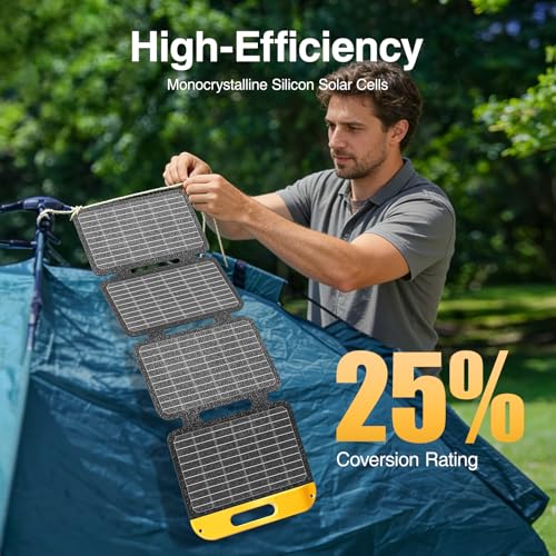 VTOMAN VS40 Portable Solar Panel 40W 13.9V, 25% High Efficiency Foldable | Solar Panel /IP67 Waterproof,Type-C USB-A Connectors,PD30W ,Light Weight for Phone,Power banks,Flashlights