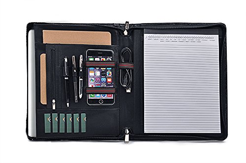 Design Leather Organizer Portfolio for A4 Notepad and 13 inch MacBook,Black - Thumbnail 4