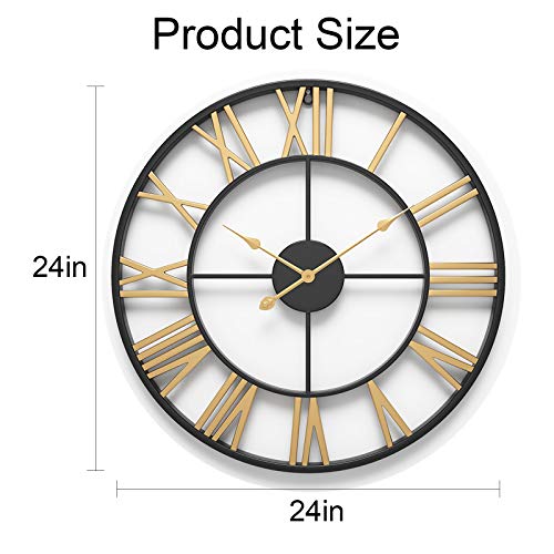EURSON Large Wall Clocks NonTicking Silent 24 inch Battery Operated