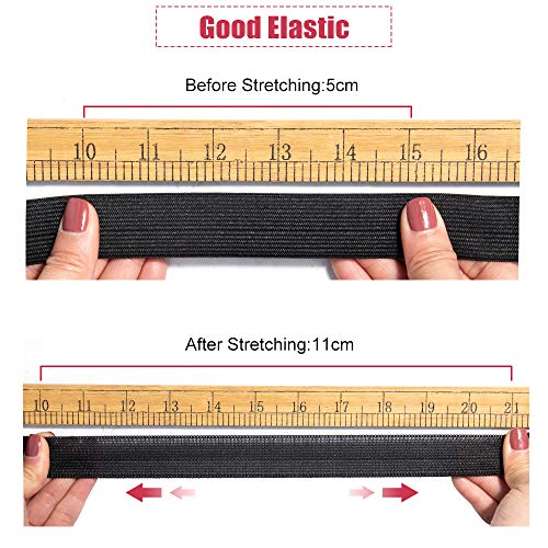 VRHOT 1 inch Elastic Band for Wigs 11 Yards Elastic Spool Cord Elastic Bands Thick Knit Elastic Waistband Black Wide Roll Elastic Strap Stretch Elastic Waist Band for Sewing Wig Making Supplies - Thumbnail 4