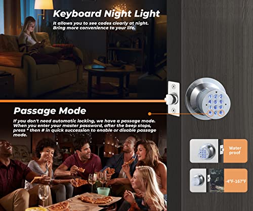 thumbnail image 2 of AST 4 In 1 Keyless Smart Door Knob With Keypad & App Control (Zinc 2 of 13