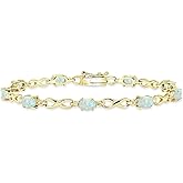 Sterling Silver Genuine, Created or Simulated Oval Gemstone Dainty Infinity Fashion Tennis Bracelet for Women