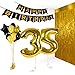 Happy Birthday 35th Party Decorations 12 Inch Latex Balloons Metallic Gold Banner and Gold foil fringe curtain Supplies Kits