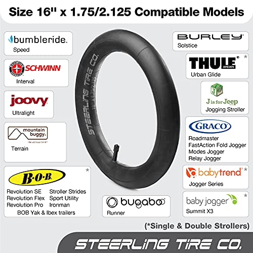 16 x 1.75/1.95/2.125 HEAVY DUTY Thorn Resistant Inner Tube Replacement for All Baby Trend