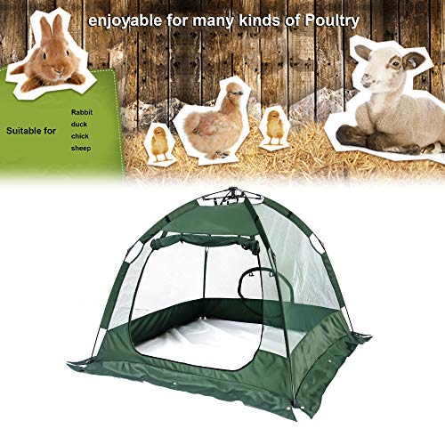 Portable Chicken coop, Protected Chicken Run and Pet Enclosure, Easy Set-up and Fold-Down Net Cage, Chickens Pen with a Carry Bag, Large Size for Rabbit Bird Coop Play and Poultry Habitat (Green) - Thumbnail 4