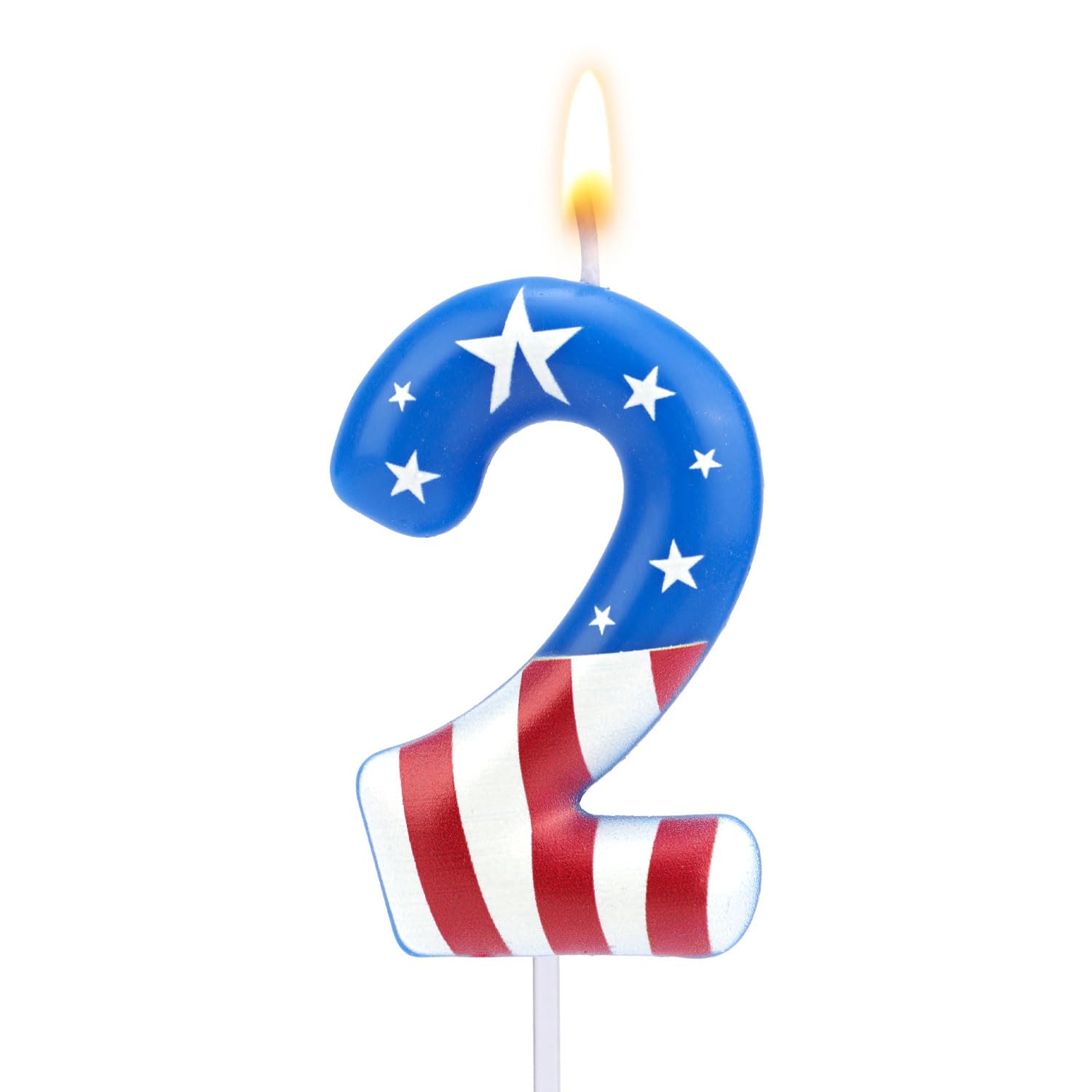 Photo 1 of Red and Blue Candle, 0-9 Number Birthday Cake Candle Cartoon Theme Cake Topper America Candles for Boys Girls Birthday Decorations & Party Supplies (Number 2)