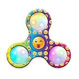 Fidget Spinner, Emoji LED Light Fidget Hand Tri-Spinner Stress Relief Manipulative Play Toy Mchoice (A)
