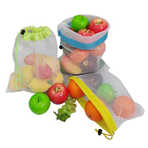 Reusable Produce Bag,BB Brotrade See Through 9 Packs Washable Premium Lightweight Mesh Bags For Grocery Shopping Storage, Fruit, Vegetable, and Toys