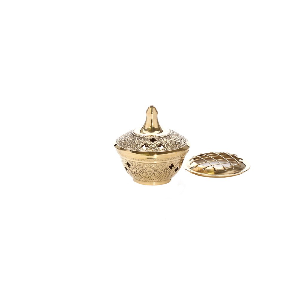 NKlaus Incense Burner Brass Incense Burner Incense Sticks Grid Deco Esoteric Gold New 1540