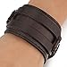 INBLUE Men's Alloy Genuine Leather Bracelet Bangle Cuff Brown Punk Rock