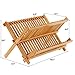 SONGMICS 100% Bamboo Dish Rack Plate，Dish Drying Rack, Collapsible Compact Dish Drainer，18 Slot Collapsible 2-Tier Dish Cup Holder, Folding Utensil Drainer for Kitchen Restaurant UKAB901