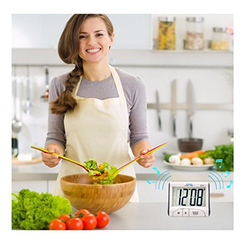 Digital Kitchen Timer & Stopwatch Big Digit Large Display Loud Alarm Magnetic Backing Stand Multifunctional Timers for Cooking Baking Sports Games Office (Battery Included)