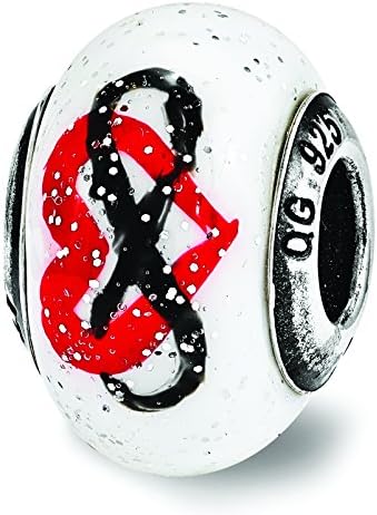 Reflections Sterling Silver Heart Infinity Murrano Glass Bead