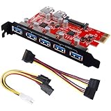 Inateck Superspeed 7 Ports PCI-E to USB 3.0 Expansion Card - Interface USB 3.0 5-Port & 2 Rear USB3.0 Port Express Card Desktop with 15 pin SATA Power Connector [ Include with A 4pin to 2x15pin Cable + A 15pin to 2x 15pin SATA Y-Cable ]