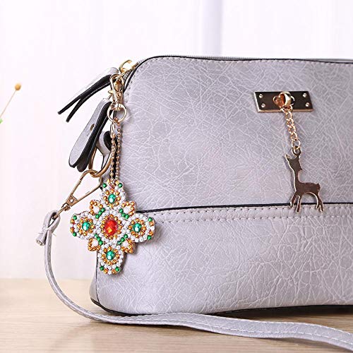 4pcs DIY Key Chain Diamond Painting Mosaic Making Kits 5D Full Drill Special Shaped Diamond Painting Keychain Pendant