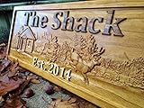 Personalized Cabin Sign Custom Wood Sign Rustic Cabin Decor Personalized Man Cave Sign Established Gift Camper Sign Lake House Sign Cottage Plaque Wooden Wall Décor Deer Home Decor
