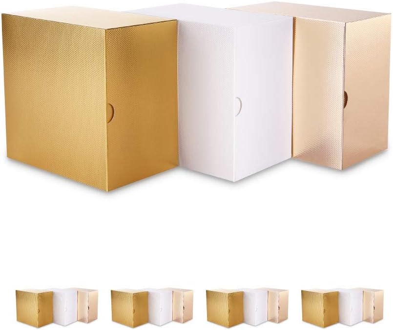 PACKQUEEN 15 Pcs Textured Finish Gift Boxes with Lids 6x6x4 Inches, Bridesmaid Proposal Boxes, Paper Gift Box for Light Weight Gifts, Cupcake Boxes, Three Colors Assortment