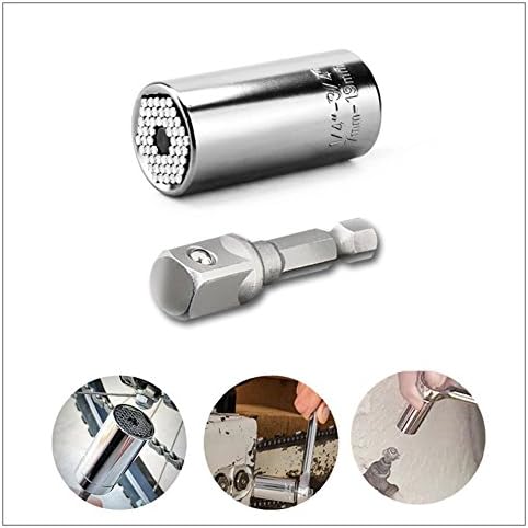 Multi Function Self-Adjusting Universal Socket Grip (7-19mm) with Power Drill Adapter - Good Hand Tools and Repair Kit