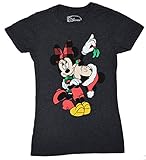Disney Mickey Minnie Mouse Mistletoe Kiss Juniors T-shirt