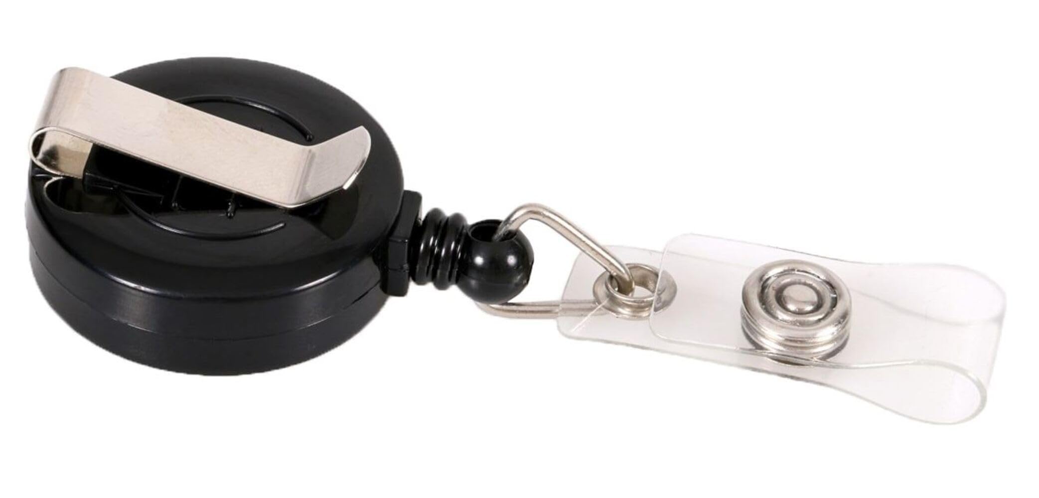 Europel Badge Reel with Strap Clip, 80cm Cord, with Push button, Black (Pack of 10) | for Name badges, Pass holders, Schools, Offices, Conferences | 121281