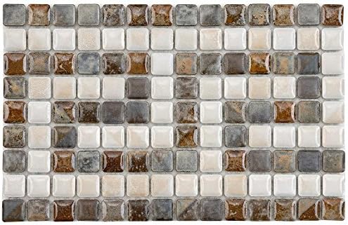 Rustica Mini Greek Key Perla 6 in. x 9-3/8 in. x 6 mm White and Multi Porcelain Listello Mosaic Floor and Wall Tile