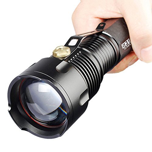 Comunite 1200 Lumen Zoomable Cree XM-L T6 Super Bright Led Flashlight Torch Lamp Adjustable with White Tube,Powered By 1pcs 26650 Or 3pcs AA Battery Flashlight(Not Included)